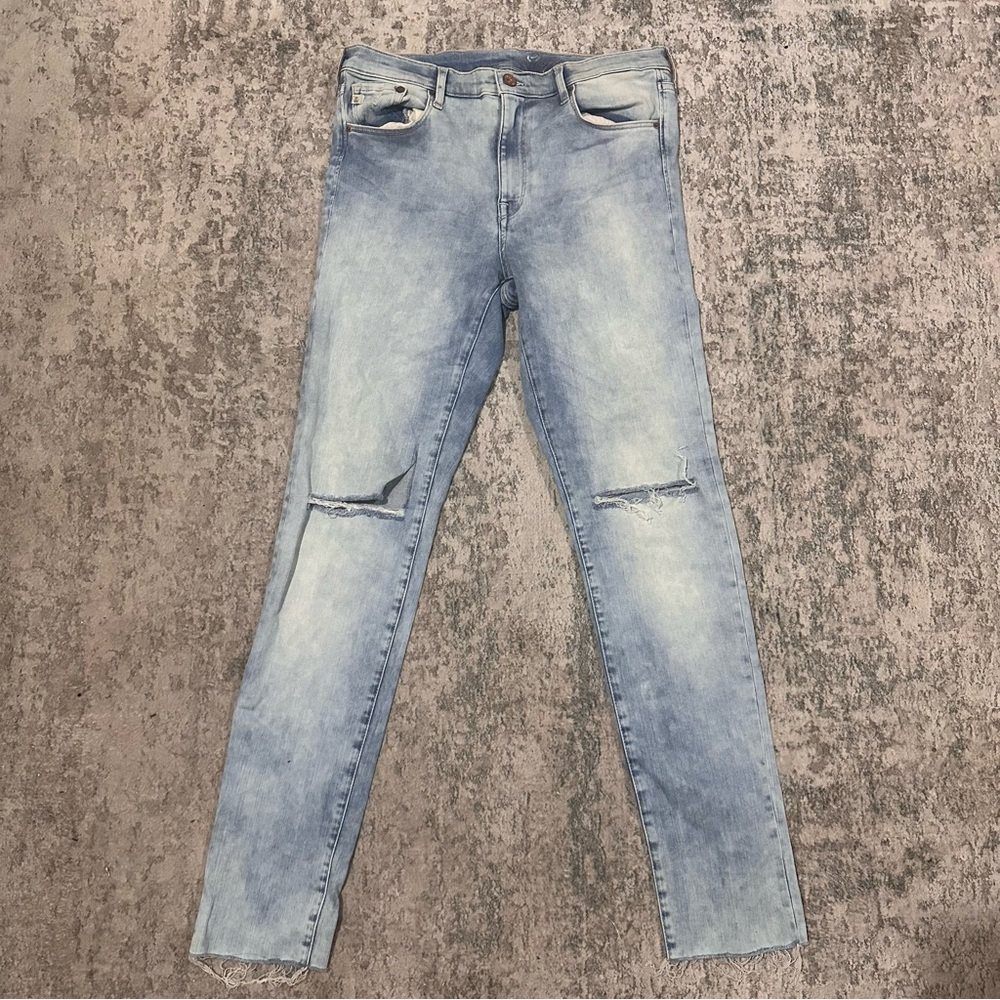 Acid Wash High Waist Distressed Skinny Jeans size 33